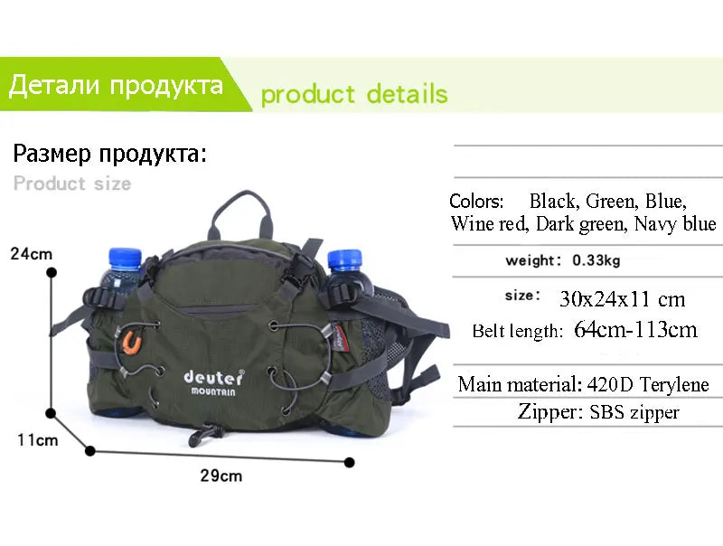 7L Waterproof Sports Waist and Shoulder Bag for Men and Women, Ideal for Hiking, Riding, Camping, and Travel