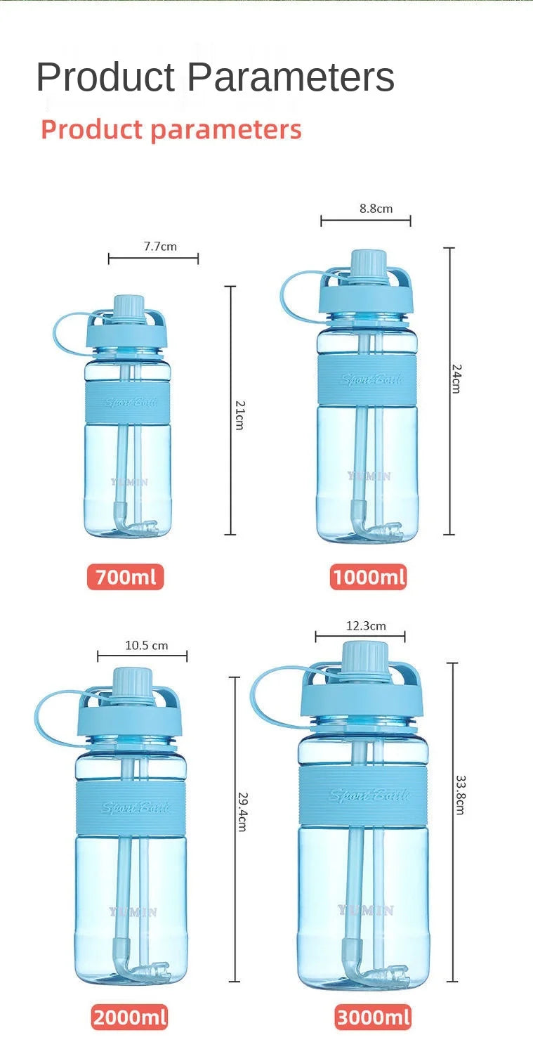 34 oz / 68 oz / 101 oz Large Capacity Water Bottle with Super Large Straw, Portable Plastic Space Cup for Outdoor Sportspacity 1L2L 3L Super Large Straw Cup Portable Dinkware Plastic Space Cup Drink Bottle Outdoor Sports Kettle