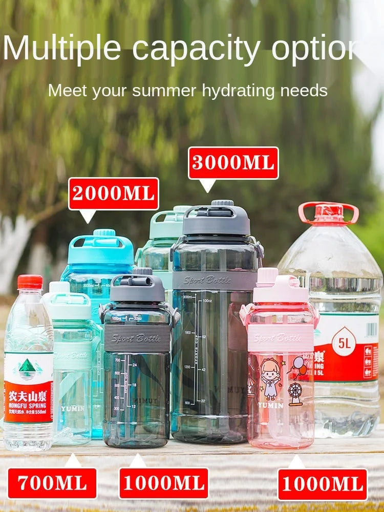 34 oz / 68 oz / 101 oz Large Capacity Water Bottle with Super Large Straw, Portable Plastic Space Cup for Outdoor Sportspacity 1L2L 3L Super Large Straw Cup Portable Dinkware Plastic Space Cup Drink Bottle Outdoor Sports Kettle