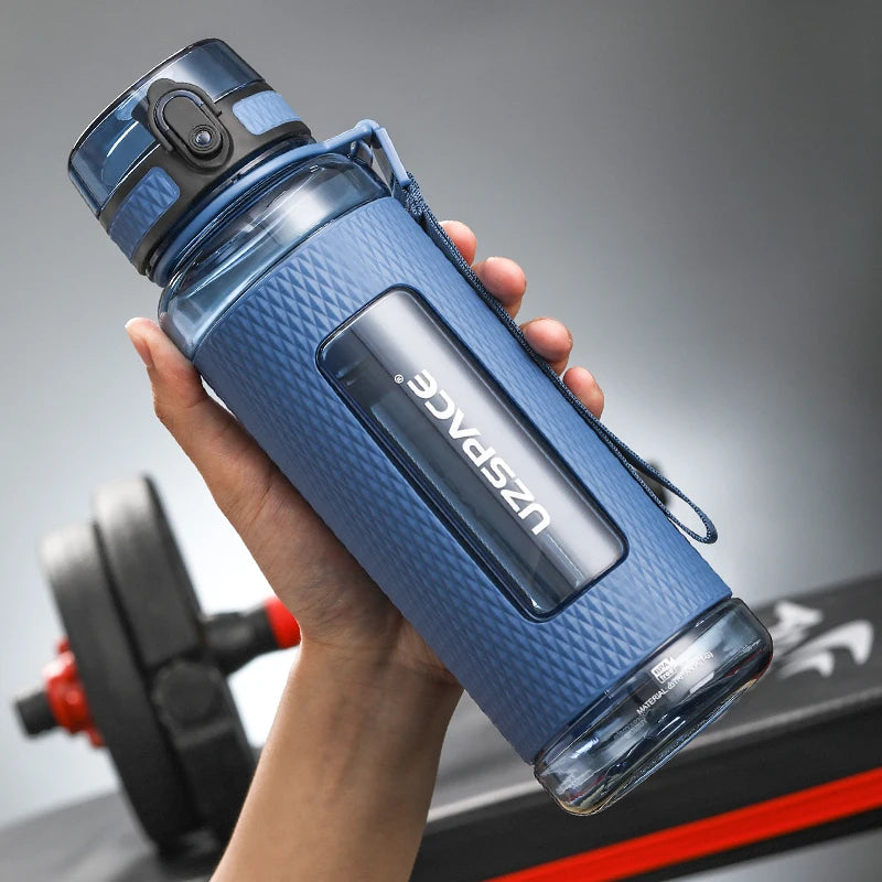 13.5 oz - 37 oz UZSPACE Sport Water Bottles BPA Free Portable Gym Anti-fall Leak-proof Large Capacity Fitness Kettle Tritan Plastic Drink Bottle