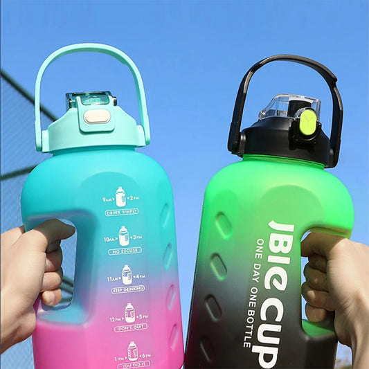 101 oz Sports Water Bottle with Handle, Large Capacity Fitness Bottle with Scale, Gradient Kettle, Outdoor Plastic Portable Water Bottle