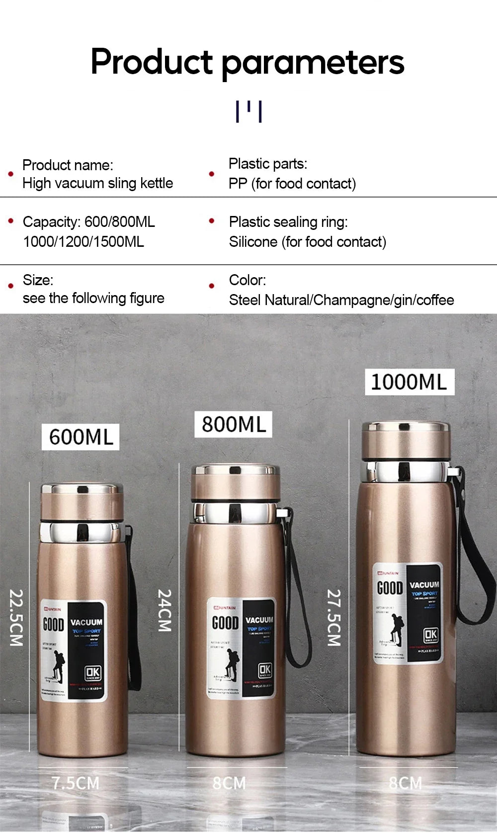 34 oz Large Capacity Thermos Bottle, Keep Cold and Hot, Stainless Steel Thermal Water Bottle, Vacuum Flask Tumbler Thermo Cup