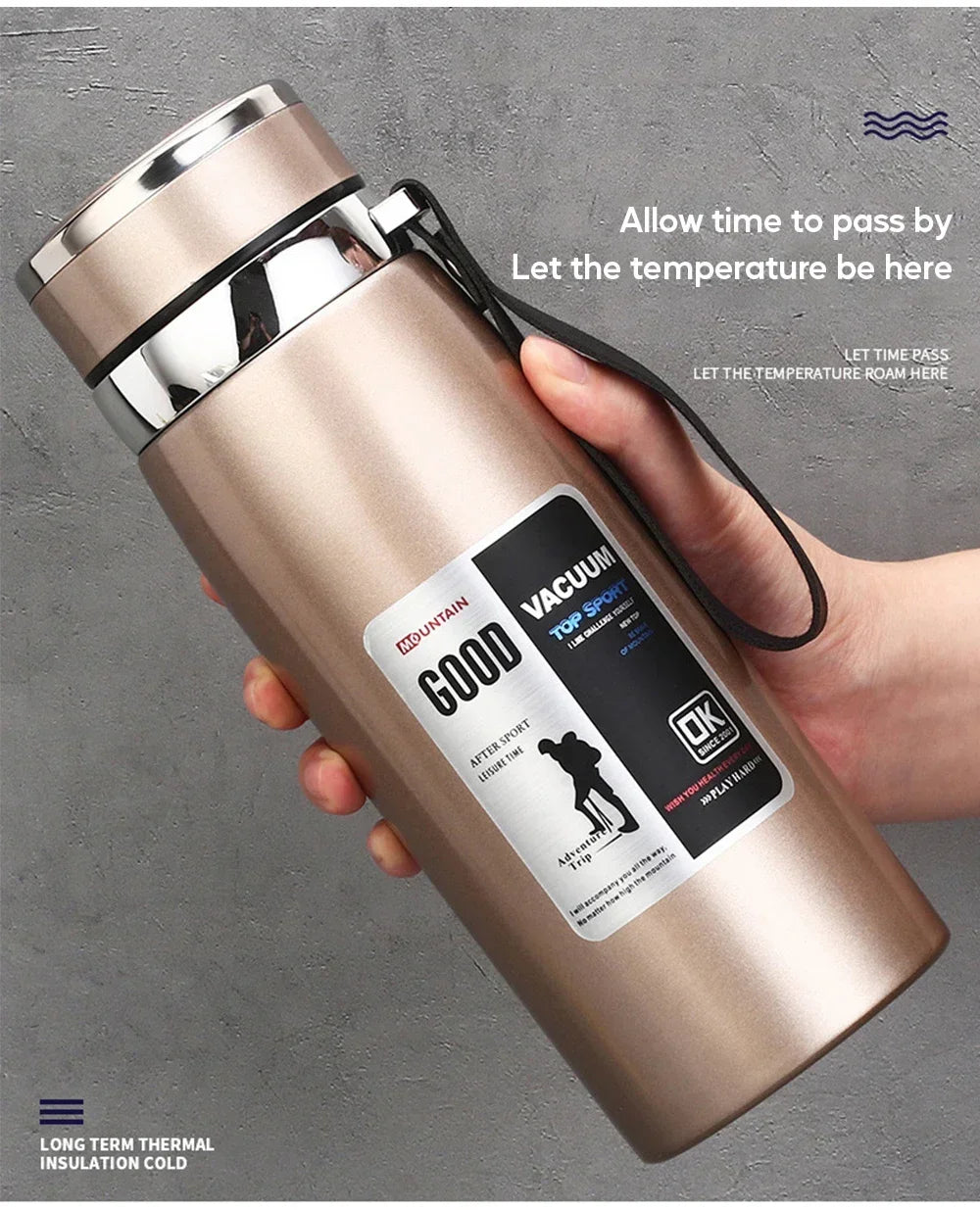 34 oz Large Capacity Thermos Bottle, Keep Cold and Hot, Stainless Steel Thermal Water Bottle, Vacuum Flask Tumbler Thermo Cup