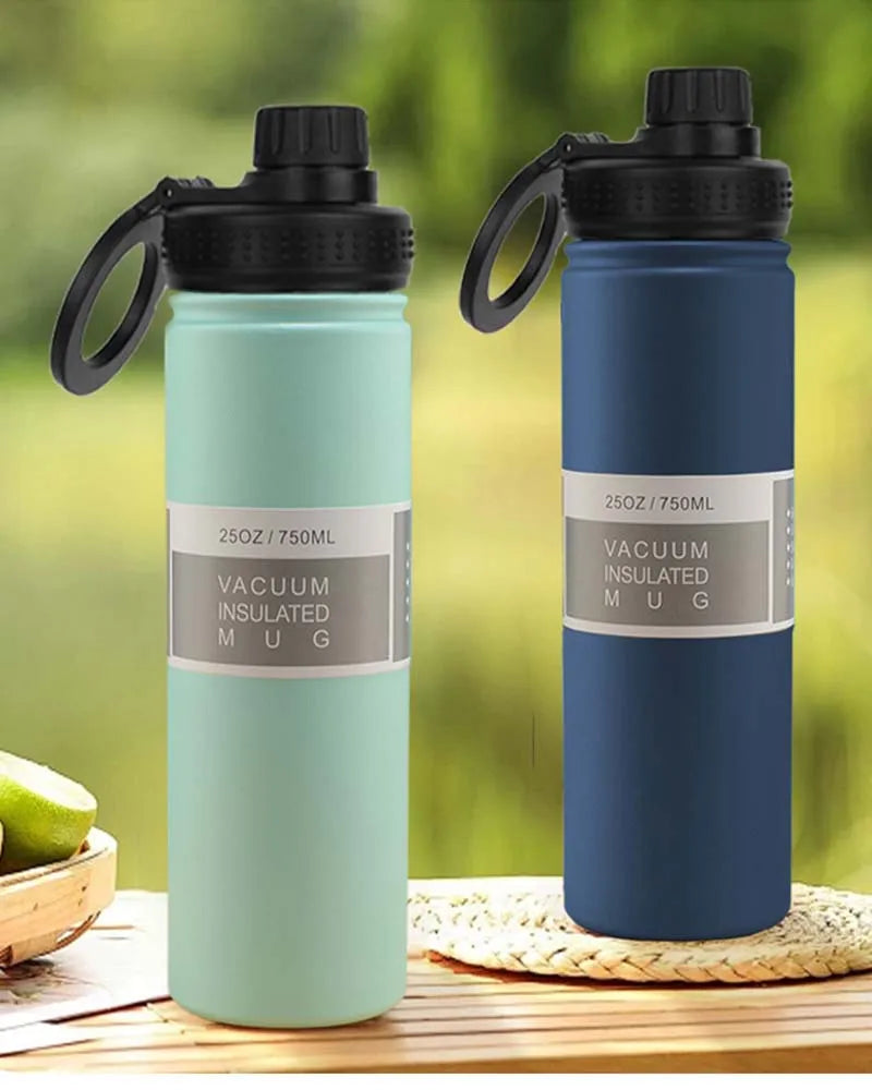 25 oz Stainless Steel Vacuum Bottle with Magnetic Bracket, Large Capacity Insulated Water Bottle for Travel and Sports