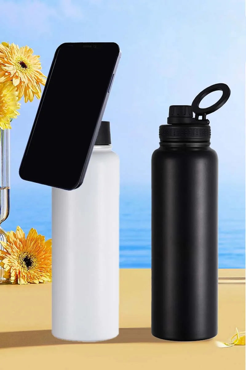 25 oz Stainless Steel Vacuum Bottle with Magnetic Bracket, Large Capacity Insulated Water Bottle for Travel and Sports