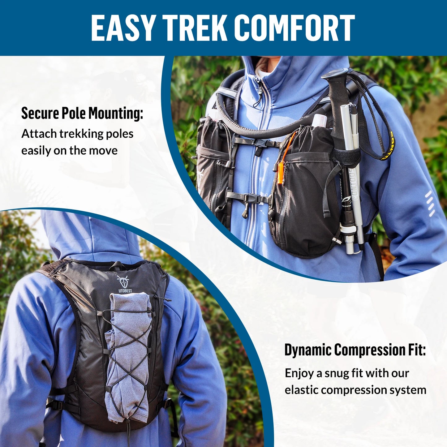 UTOBEST 10L Ultra Lightweight Hydration Vest with 68 oz Water Bladder for Trail Running, Hiking, Cycling, and Marathons