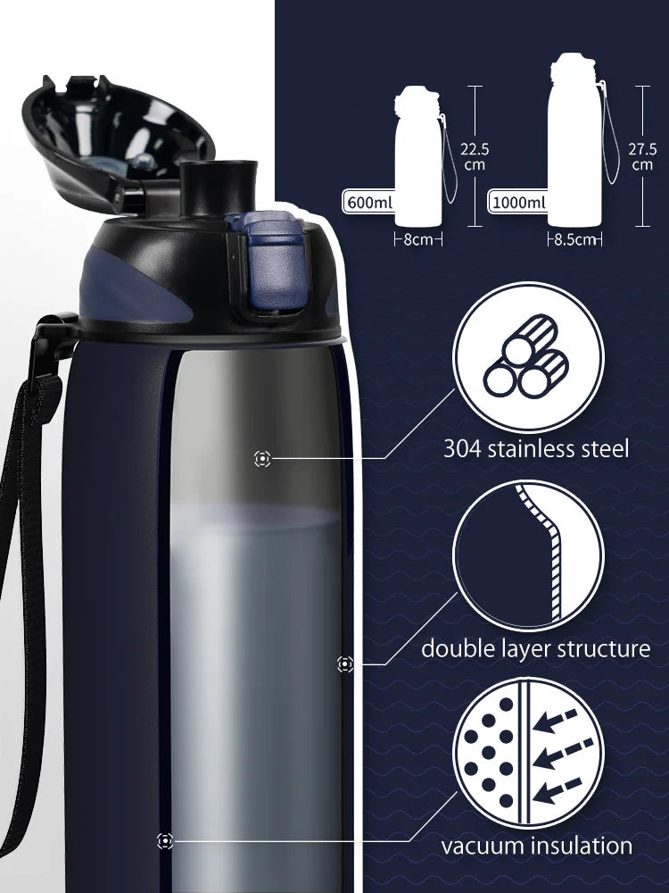 34 oz FEIJIAN Water Bottle, Vacuum Sports Bottle for Warm and Cold Drinks, Stainless Steel Vacuum Flask