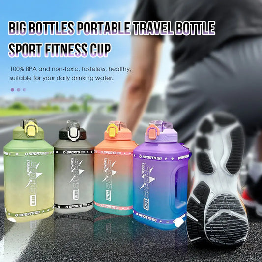 50 oz / 68 oz / 78 oz Sports Water Bottle with Silicone Straw, Large Capacity with Scale, Portable Gradient Kettle