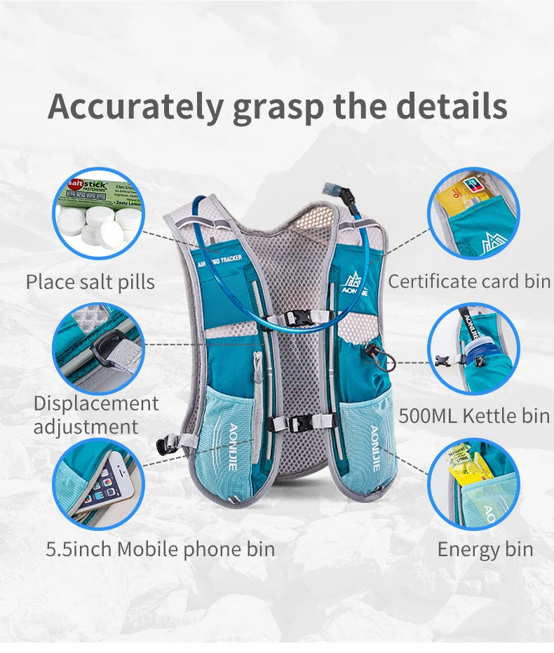 AONIJIE E913S 5L Hydration Pack Backpack Vest with 68 oz Water Bladder for Hiking, Running, Marathon, and Sports