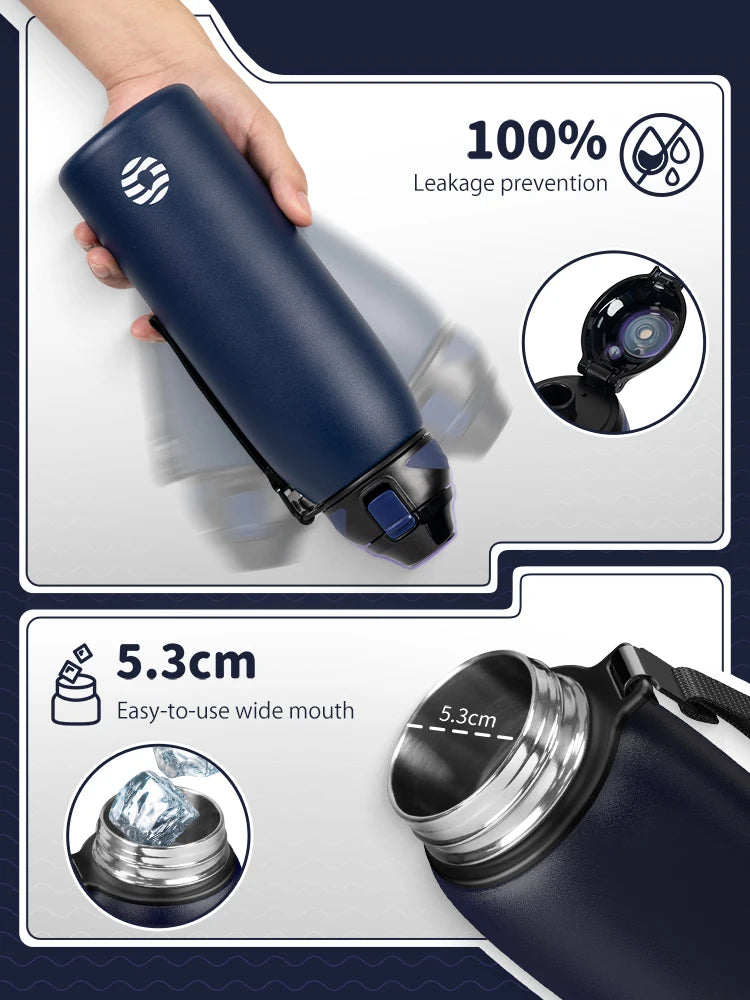 34 oz FEIJIAN Water Bottle, Vacuum Sports Bottle for Warm and Cold Drinks, Stainless Steel Vacuum Flask