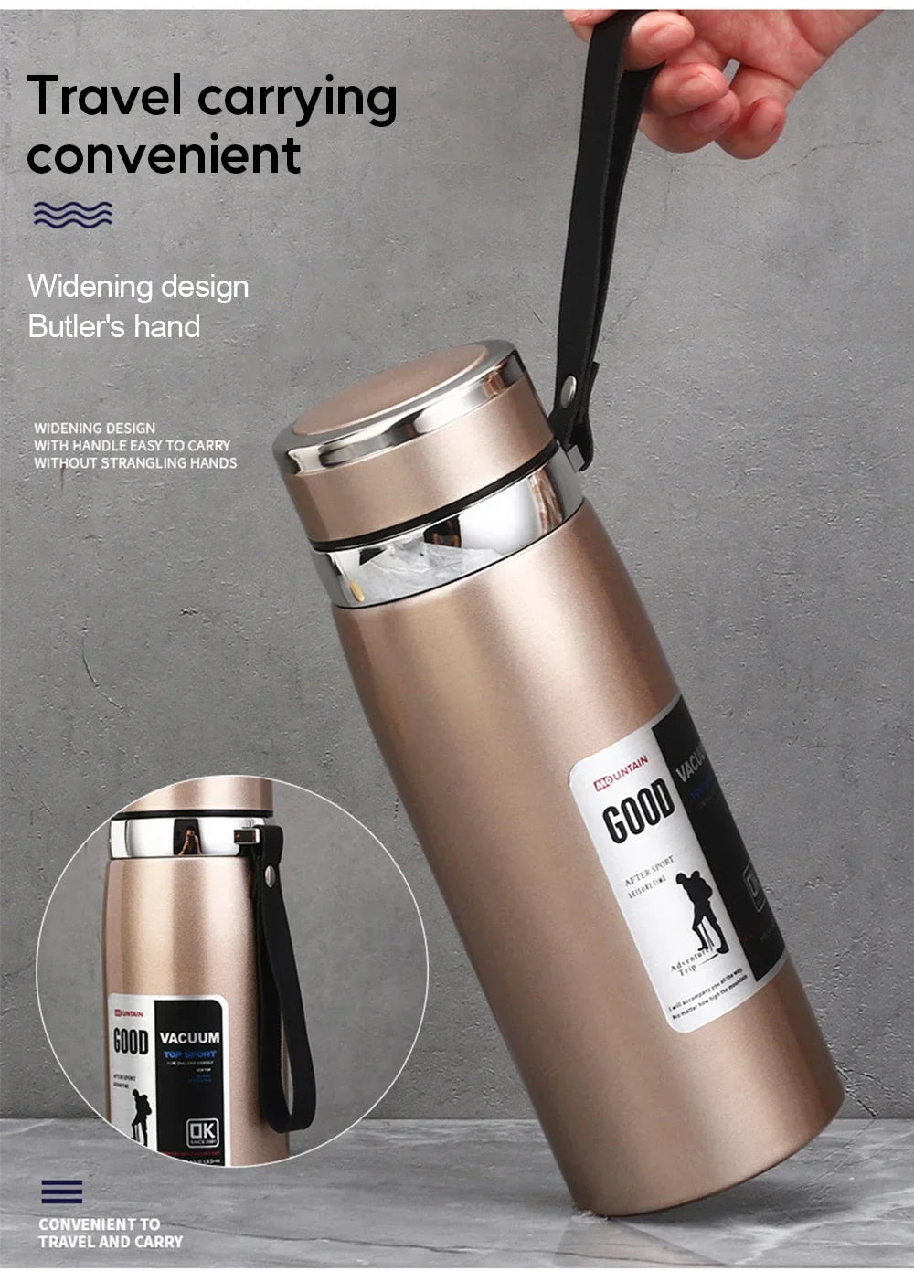 34 oz Large Capacity Thermos Bottle, Keep Cold and Hot, Stainless Steel Thermal Water Bottle, Vacuum Flask Tumbler Thermo Cup