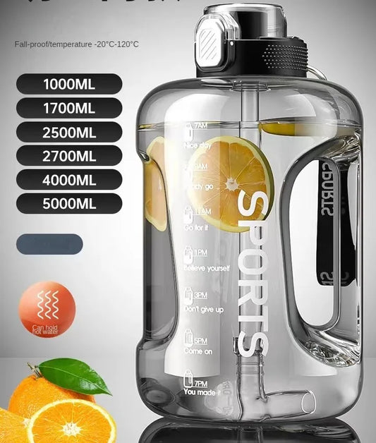 34 oz to 169 oz Gym Cycling Bottle, Outdoor Sports Large Capacity Water Bottle, Fitness Kettle, BPA Free Scale Drink Bottle