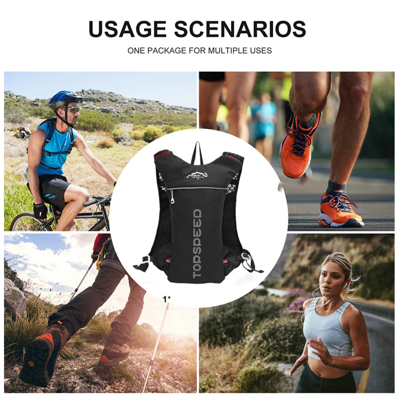 INOXTO 5L Ultra-Light Hydration Vest Backpack with 68 oz Water Bladder for Men and Women, Ideal for Trail Running, Marathons, Cycling, and Travel